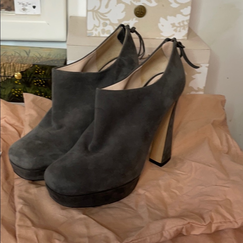 Miu Miu Gray Suede Booties